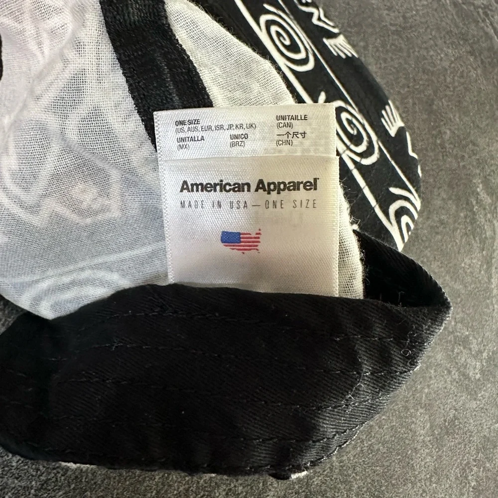 American Apparel Black and White Tribal Printed Flat Brim Hat - Picture 3 of 3